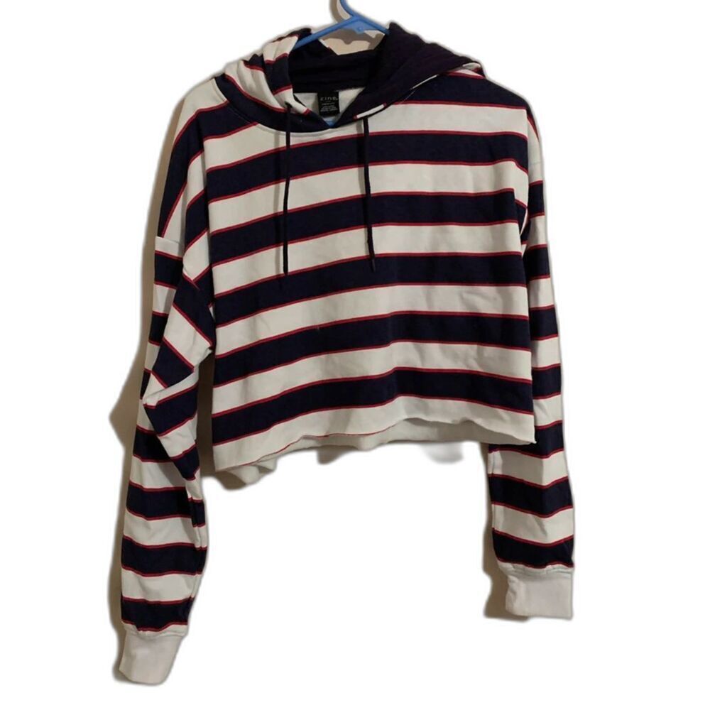 Zine Red White and Blue Hoodie Crop Top
